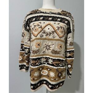 Jennifer Reed fall sweater knitted by hand M